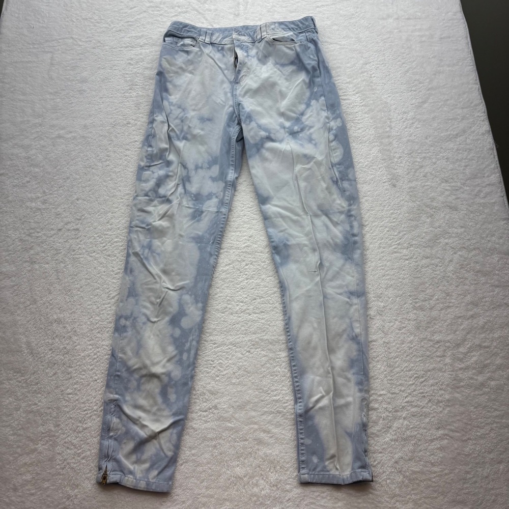 American Apparel Tie Dye Skinny Jeans Blue White Ankle Zip 28/29 Made in USA